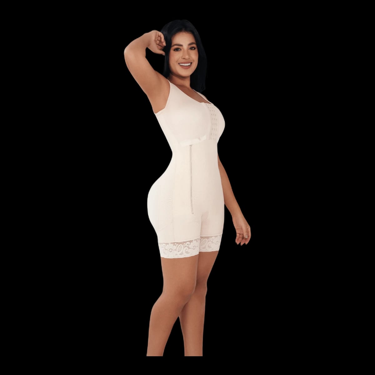 Body Molding High Back Front-Side Zipper with Bra and Butt Lifter