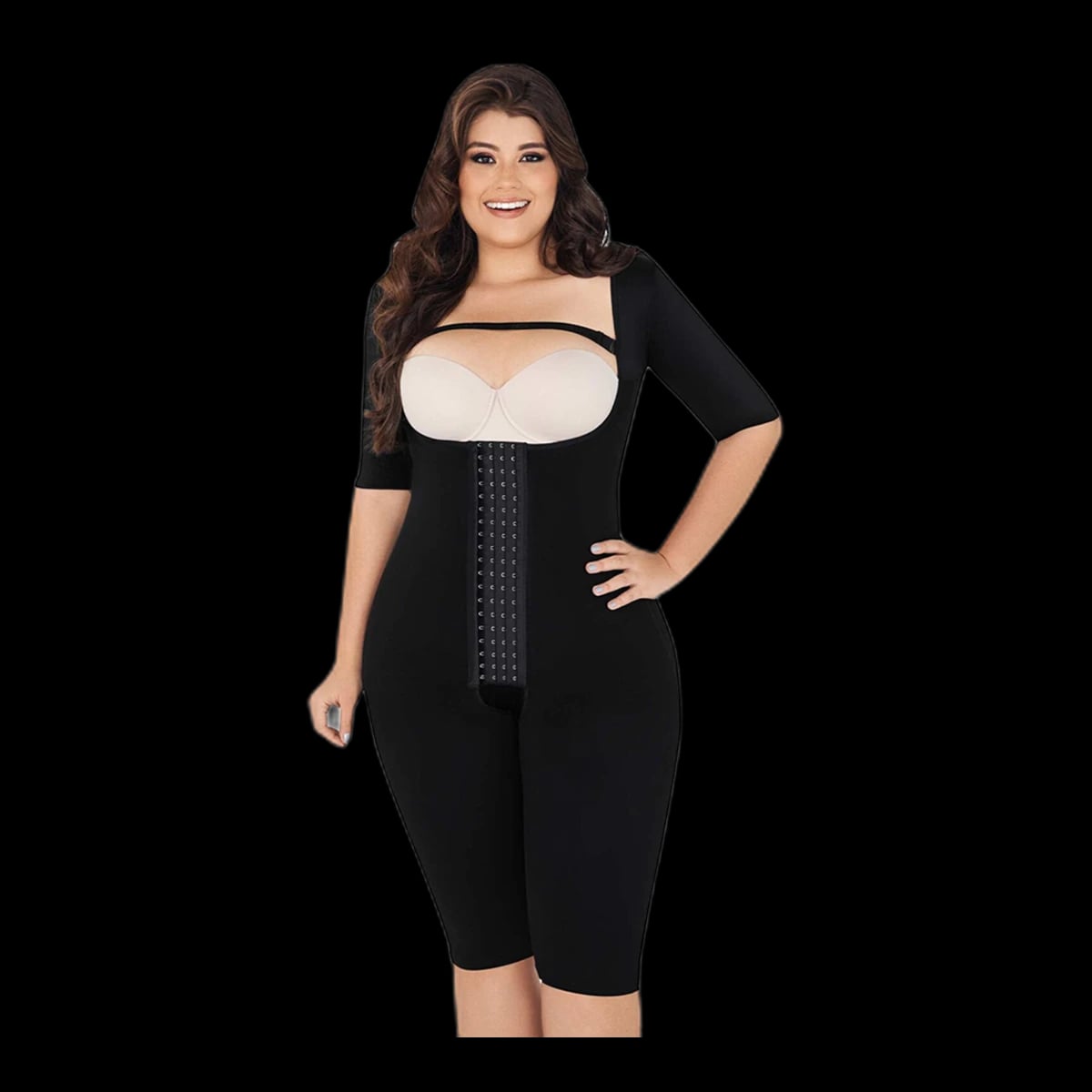 Invisible Slim Shaper Open Bust Knee-Length with Sleeves