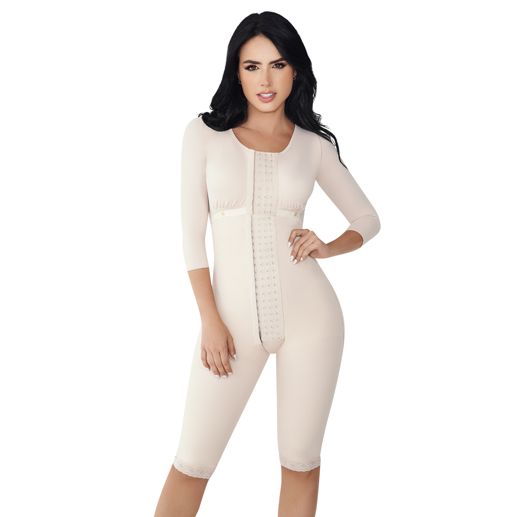 REF.1095 Knee length Power Control Bodysuit with bra and sleeves