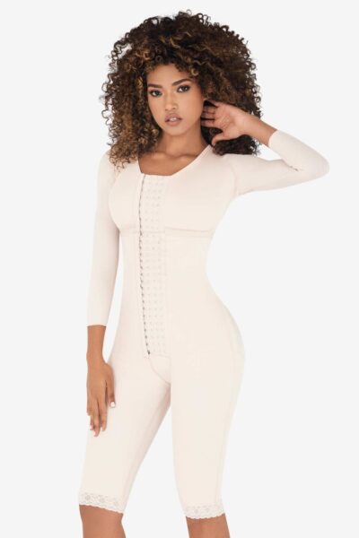 REF. 1095 Knee length Power Control Bodysuit with Bra and Sleeves