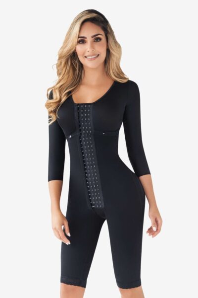 REF. 1095 Knee length Power Control Bodysuit with Bra and Sleeves